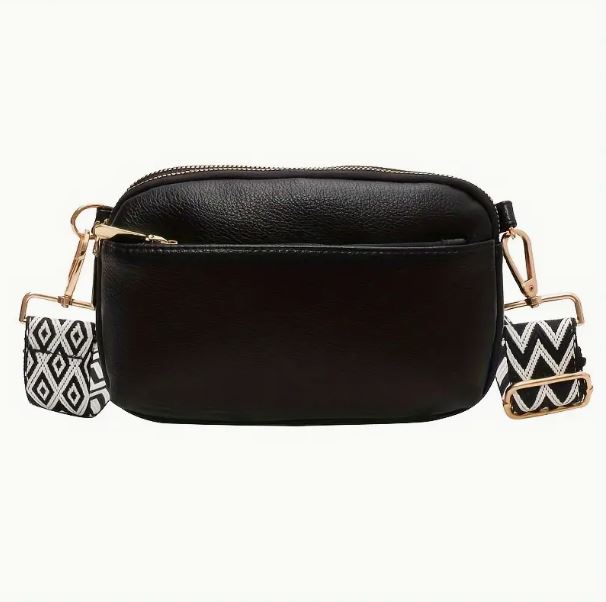 Small light green, light blue and off-white ivory crossbody / shoulder bag / purse with wide strap