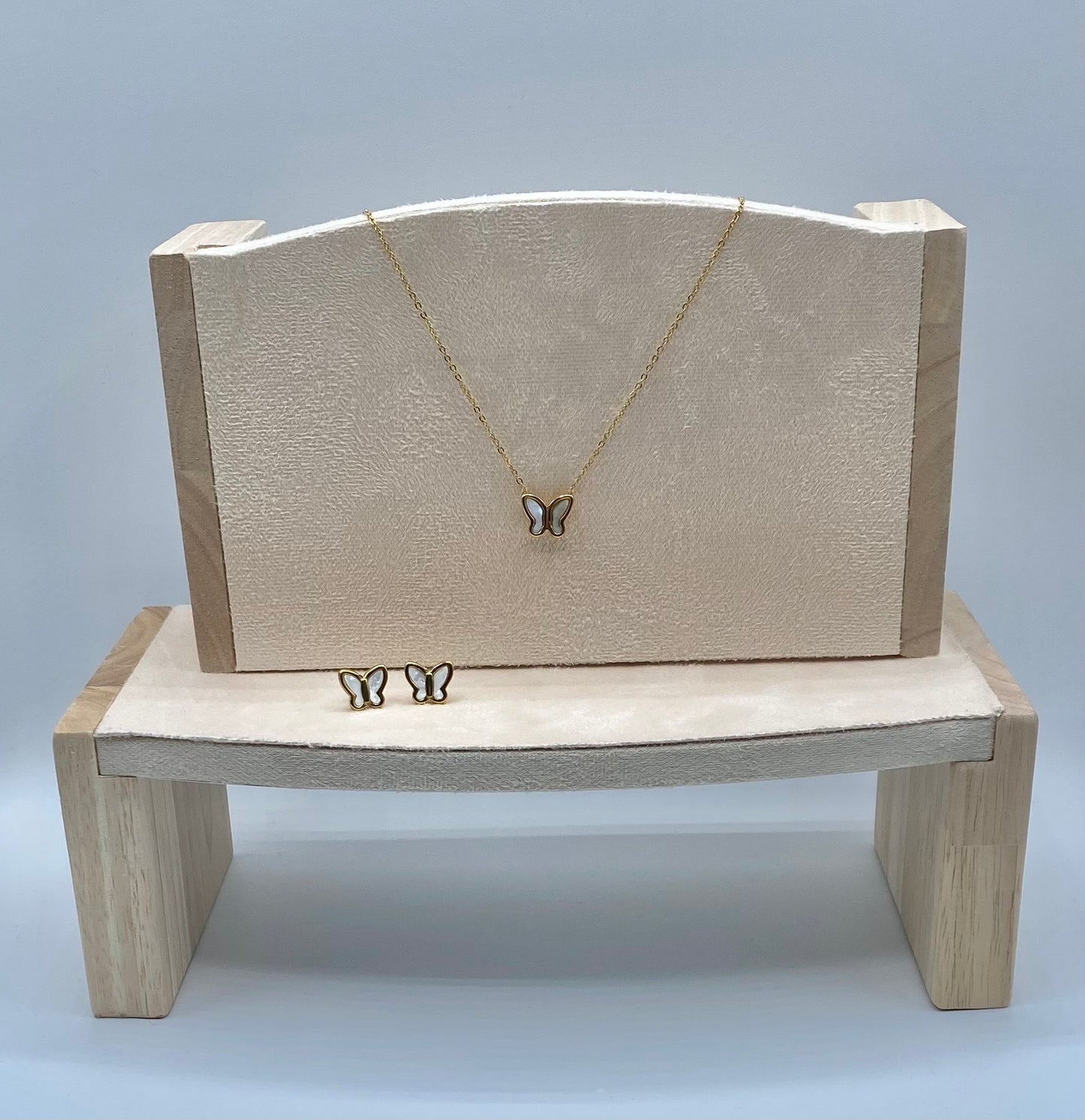 Unique Butterfly Nacre Gold Plated Stainless Steel Studs Earrings