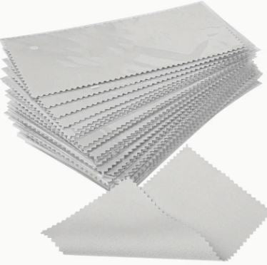 One soft gray jewelry cleaning cloth