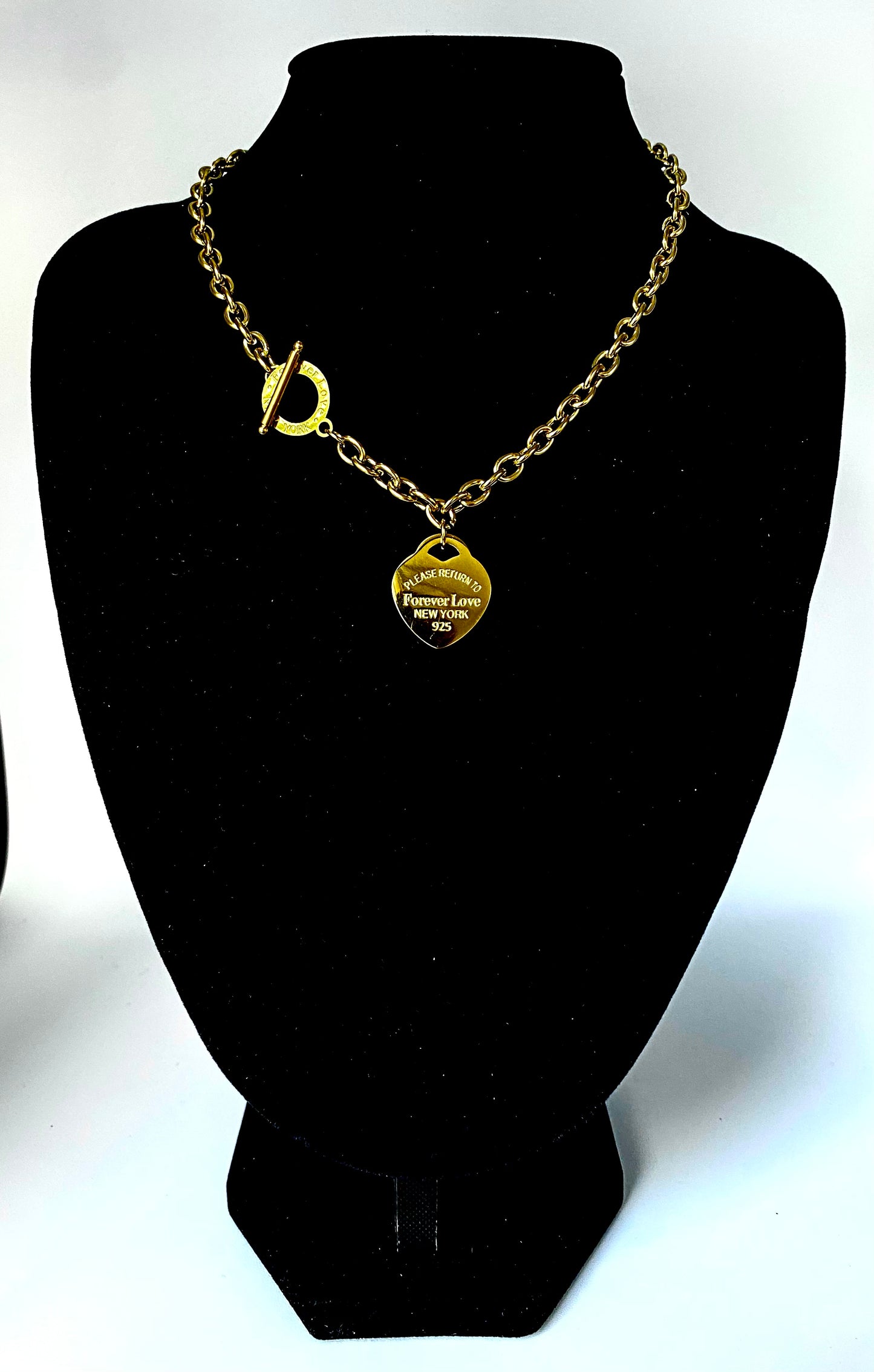 Gold Plated Stainless steel necklace with FOREVER LOVE charm
