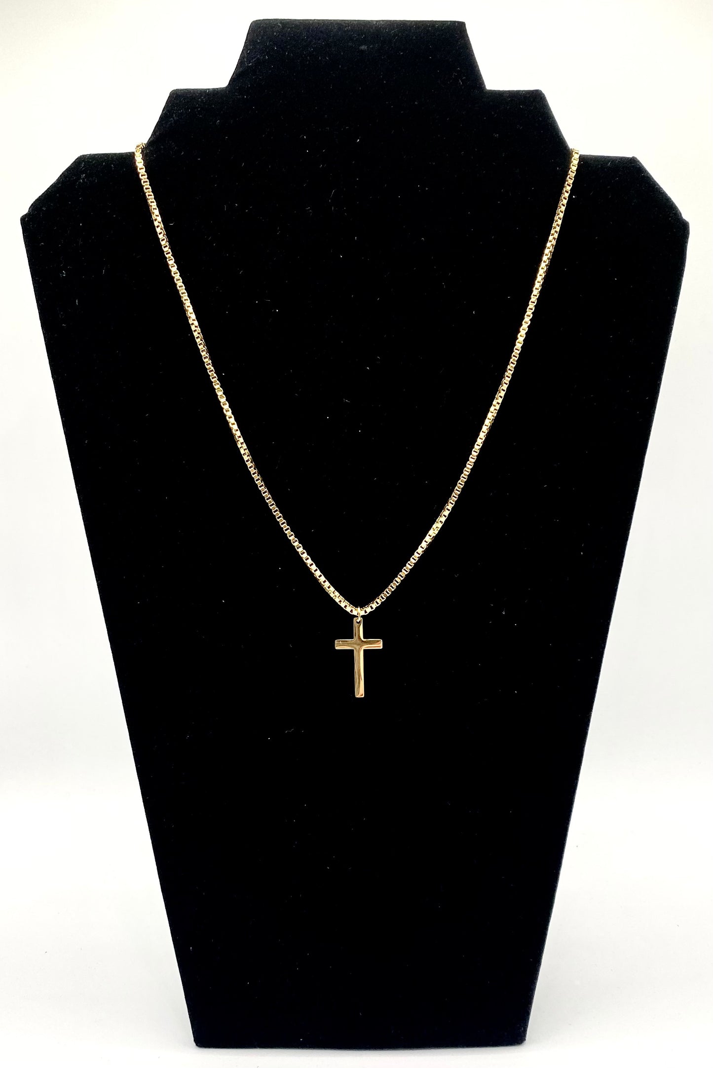 Gold plated stainless steel chain necklace with Cross pendant
