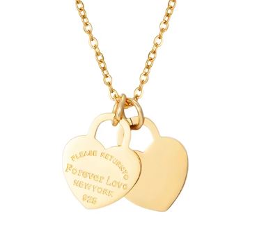 Trendy Double Heart Stainless Steel Pendants Necklace
