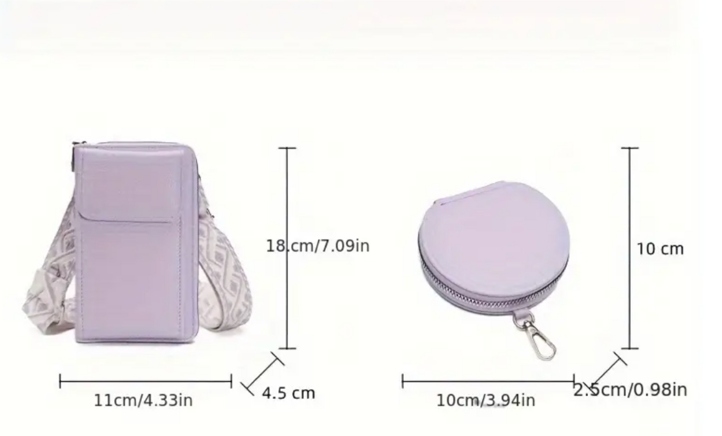 Phone and Wallet Bag with Modern Adjustable and Detachable Pattern Strap