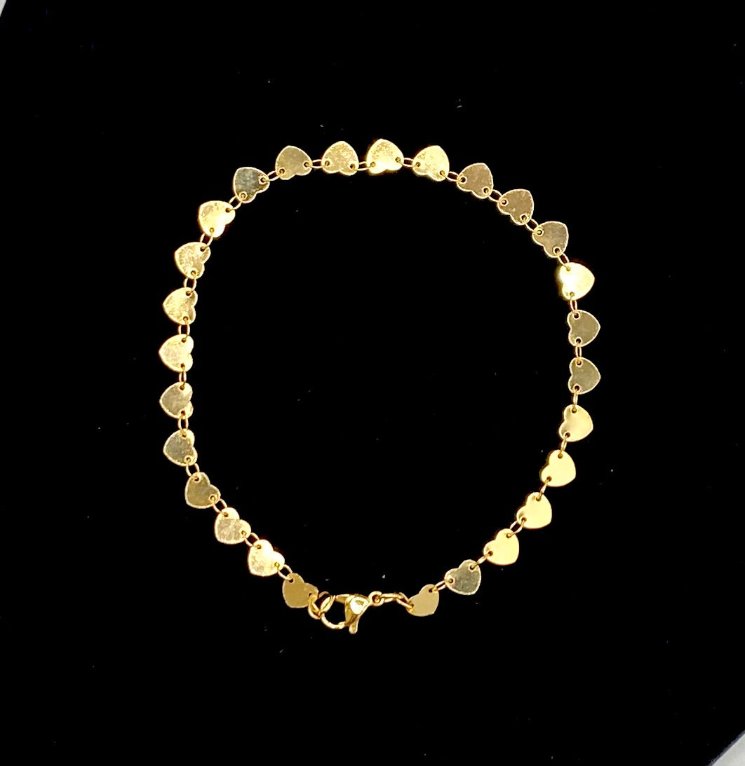 Adjustable golden heart chain ankle bracelet