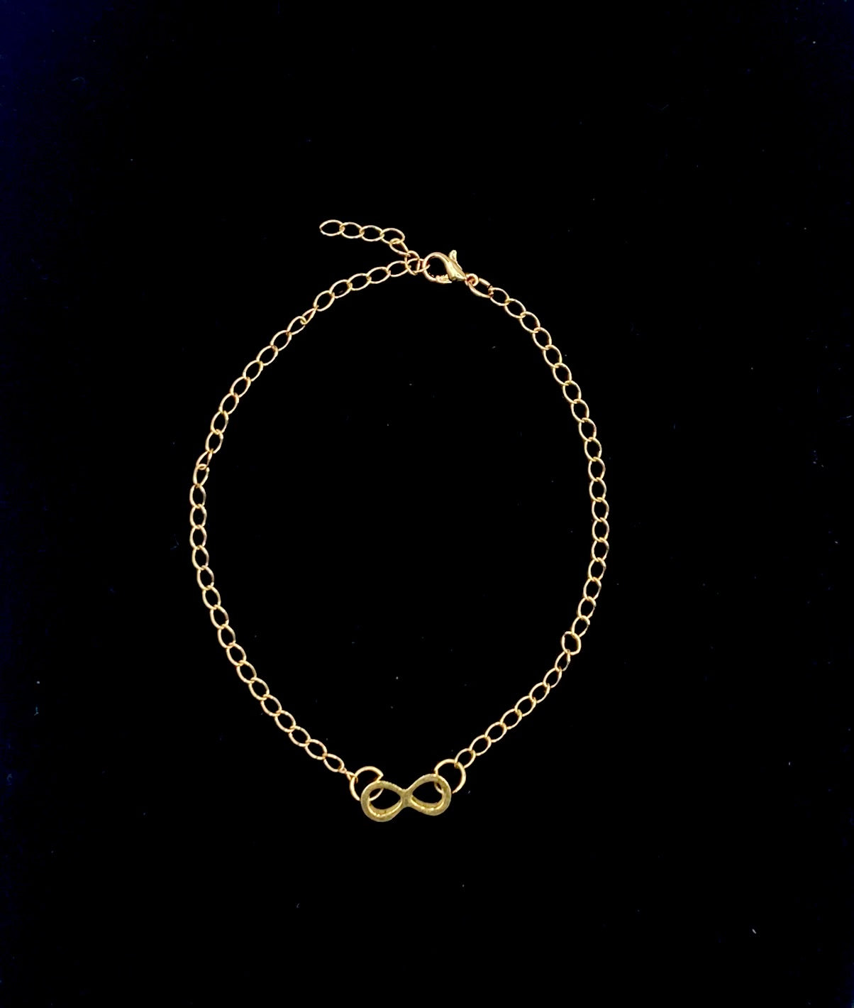 Adjustable gold plated ankle bracelet with Infinity charm