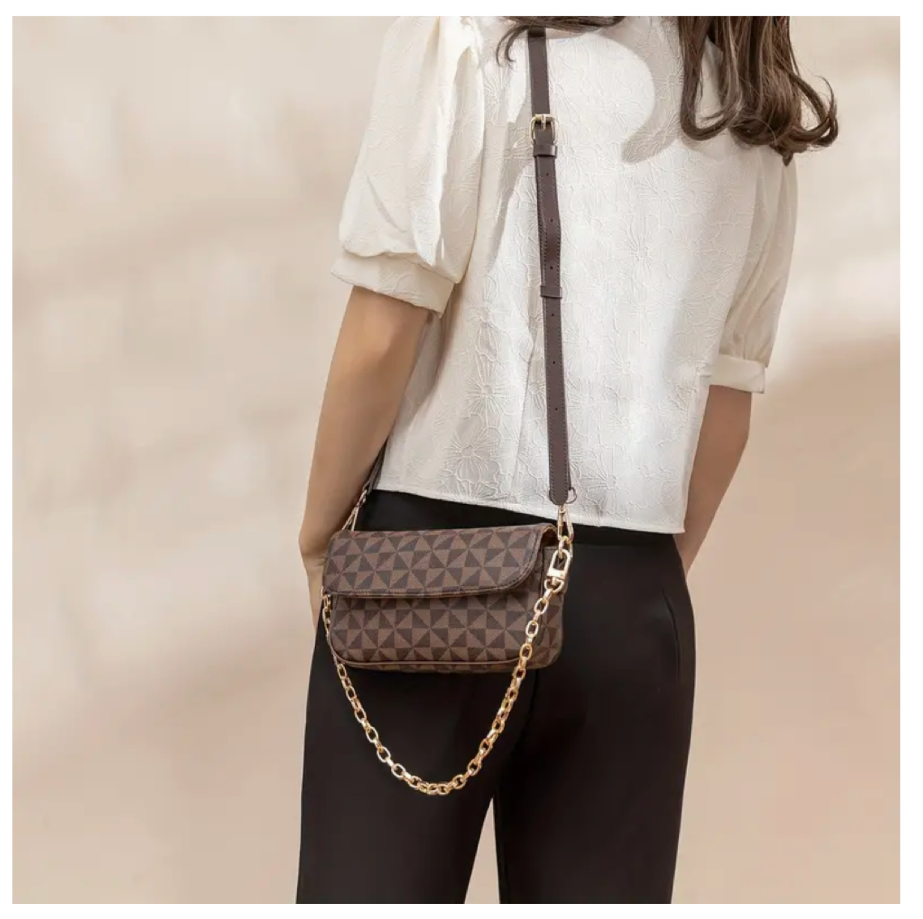 Luxurious And Modern Geometric Triangles Pattern Crossbody And Shoulder Bag