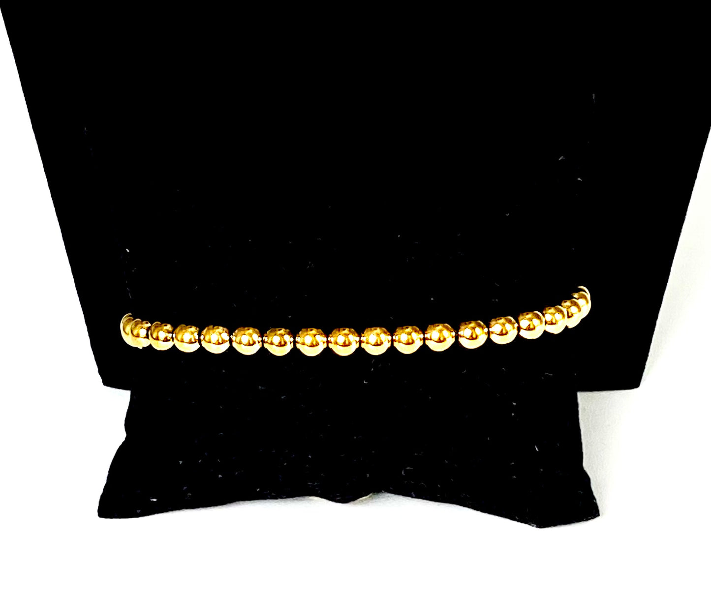 Adjustable golden stainless steel 6 mm beads bracelet