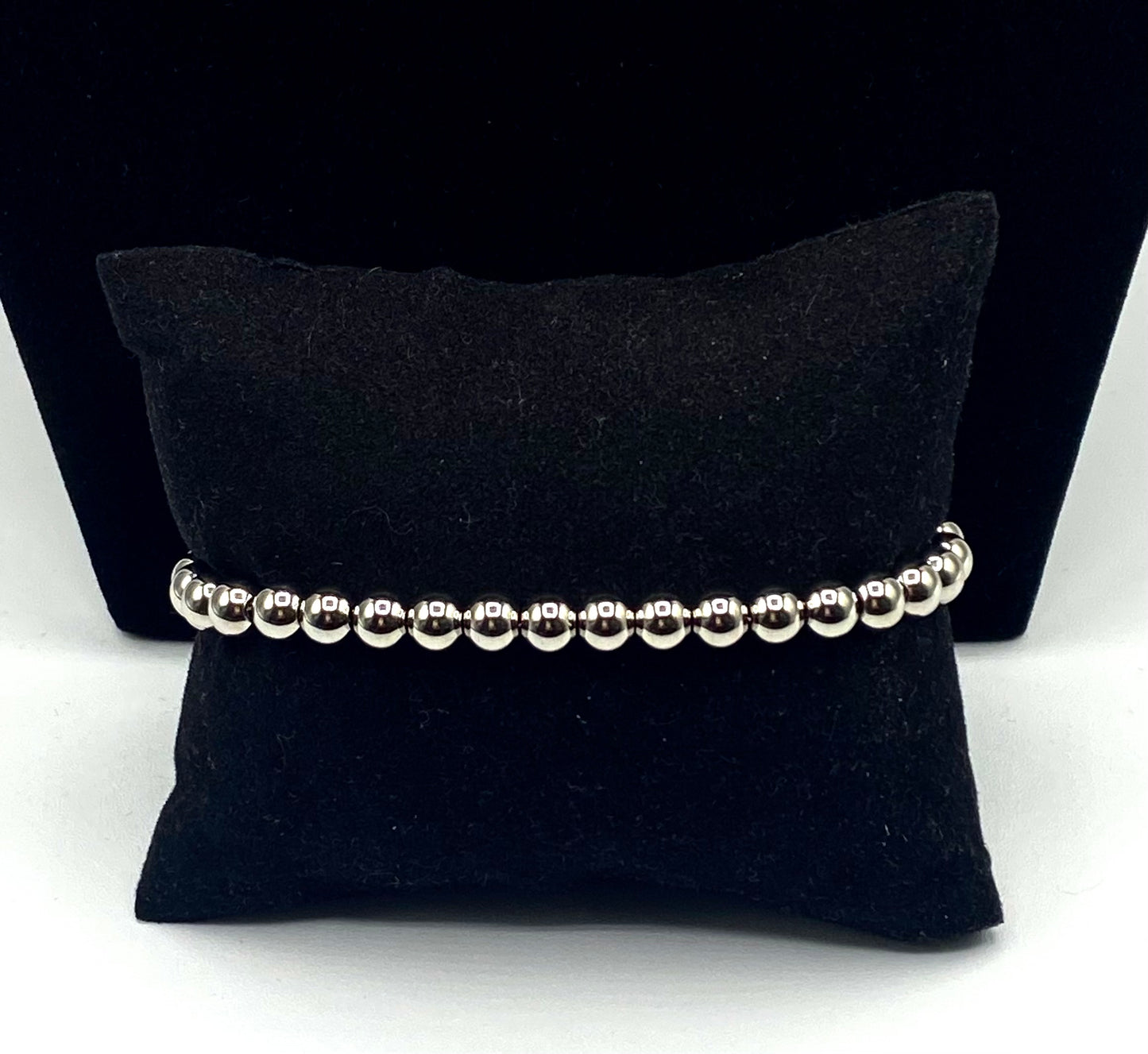 Adjustable stainless steel 6 mm beads bracelet