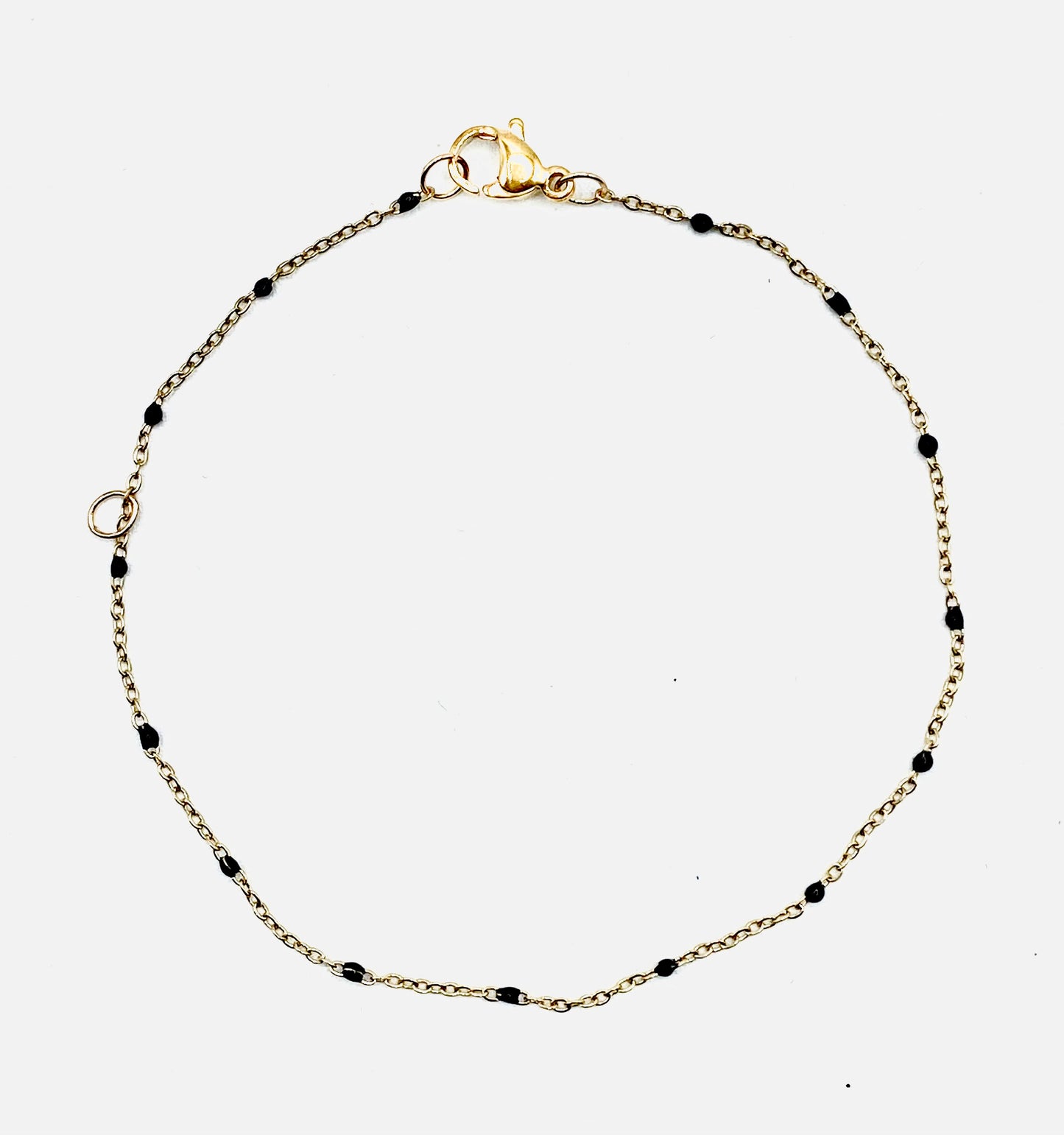 Nice & delicate stainless steel anklet bracelet with mini black beads