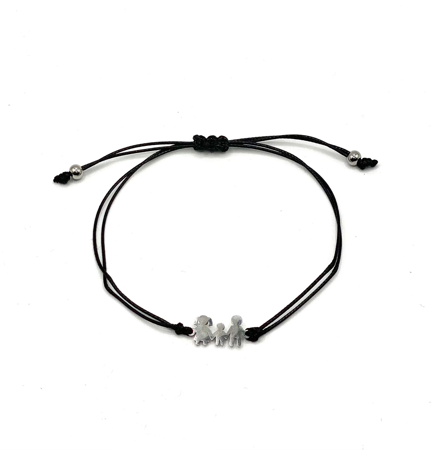 Adjustable family mon, son and dad stainless steel black bracelet