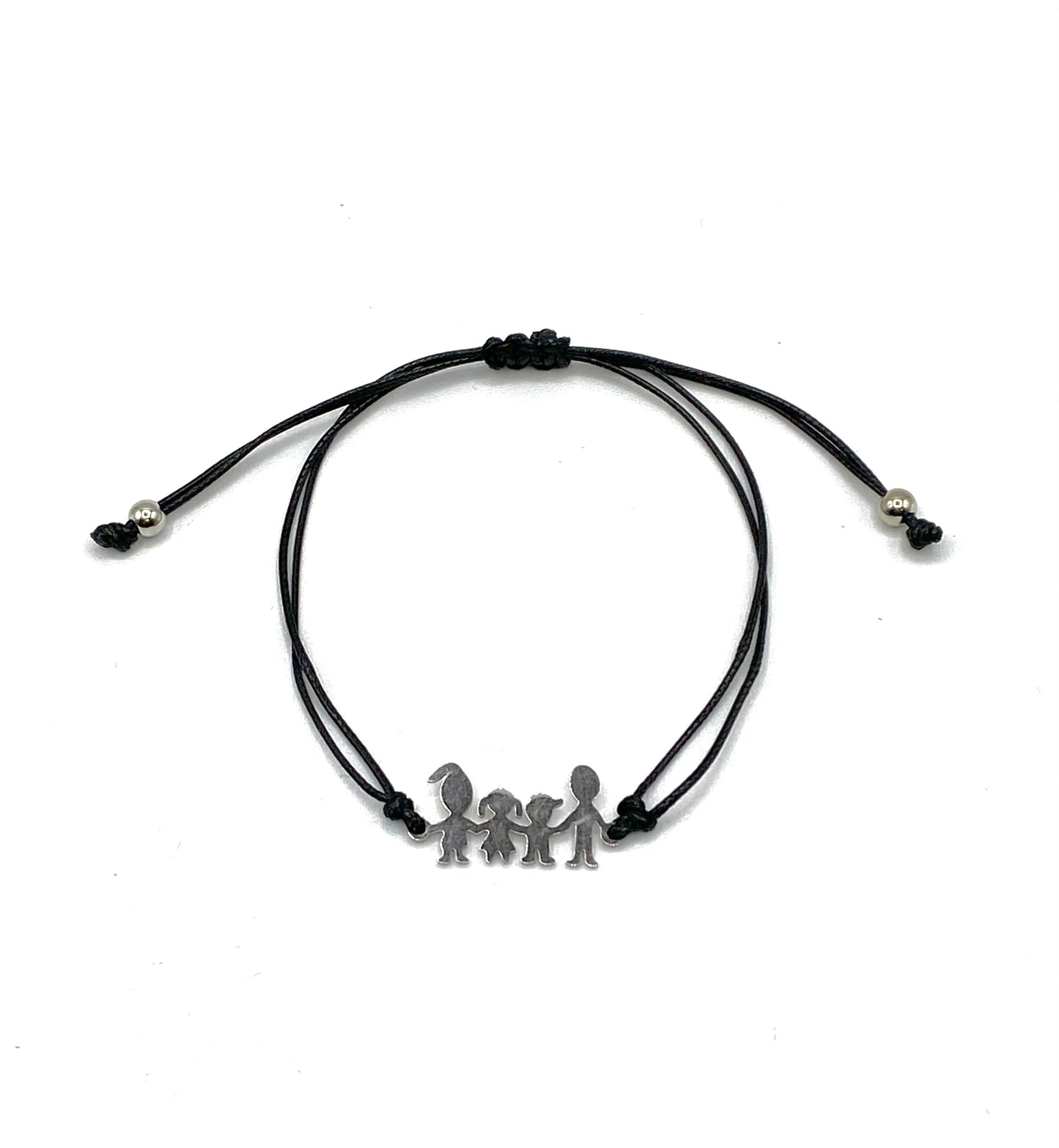 Adjustable family mon, daughter, son and dad stainless steel black bracelet