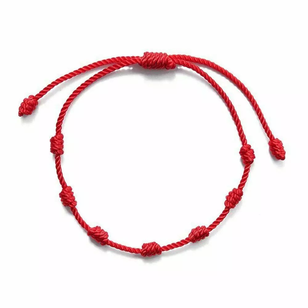 Adjustable 7 knots luck red rope bracelet