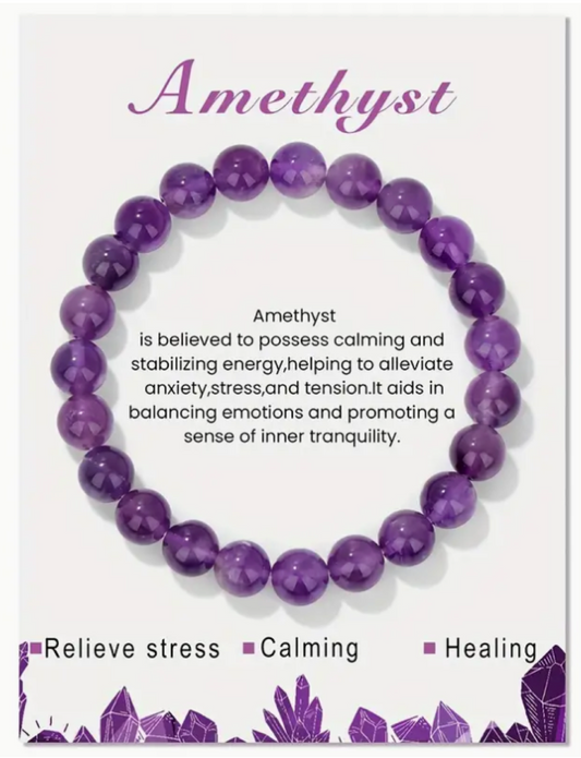 Amethyst Natural Stone Beads Nylon Bracelet