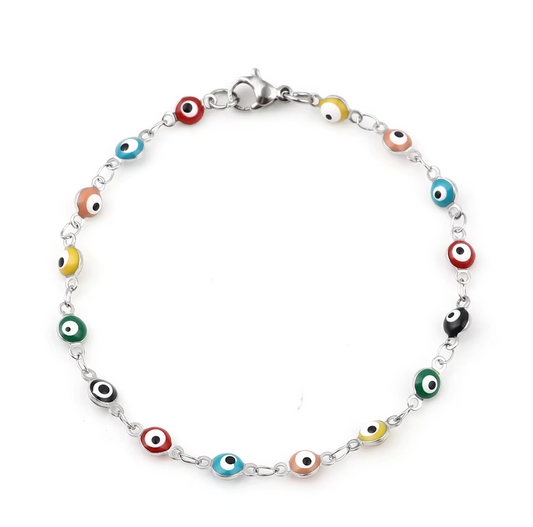 Delicate And Trendy Stainless Steel Evil Eye Beads Bracelet