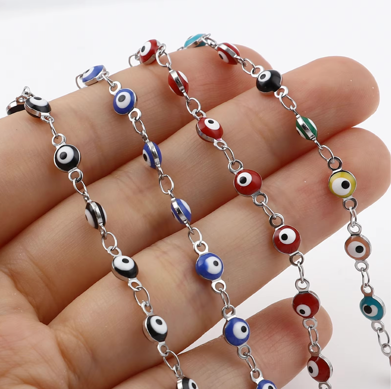 Delicate And Trendy Stainless Steel Evil Eye Beads Bracelet