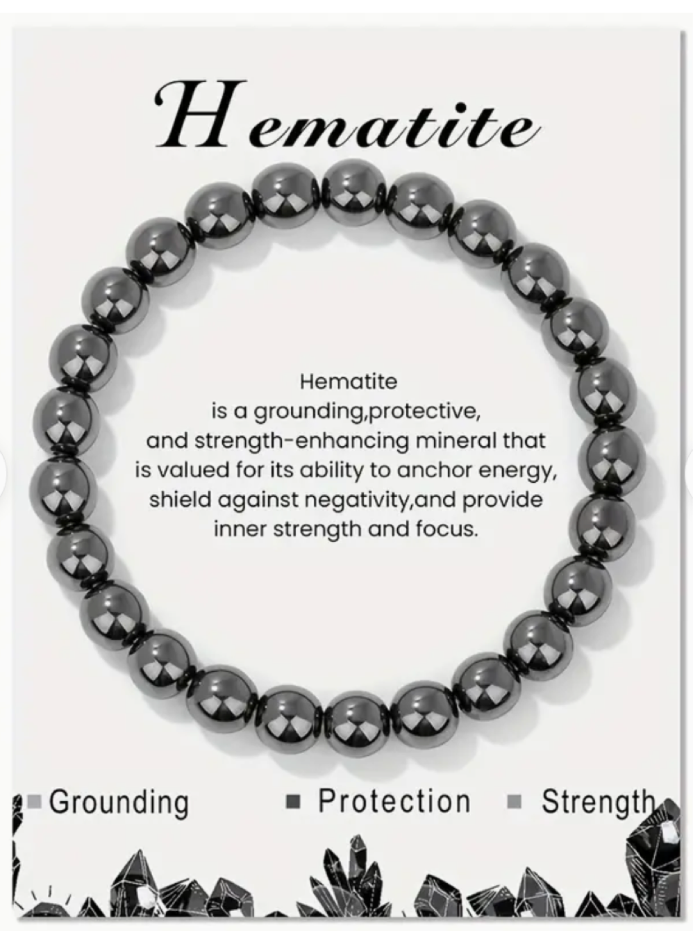 Hematite Natural Stone Nylon 8 mm Beads Bracelet.