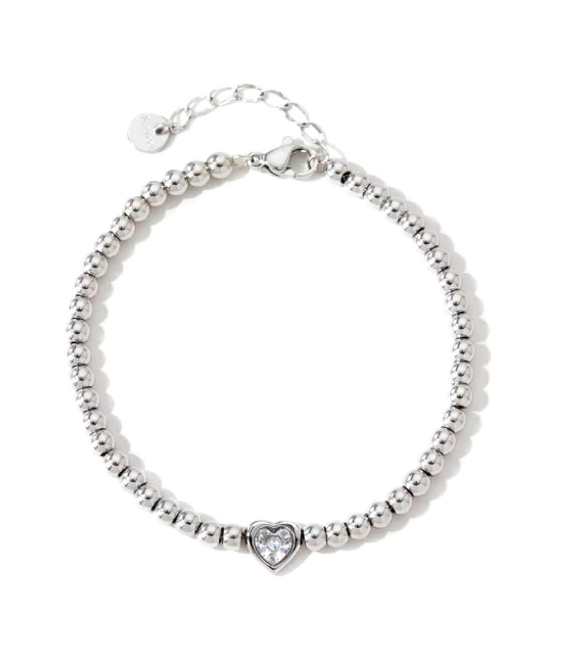 Beautiful And Trendy Stainless Steel Beads Bracelet With Zircon Heart Charm