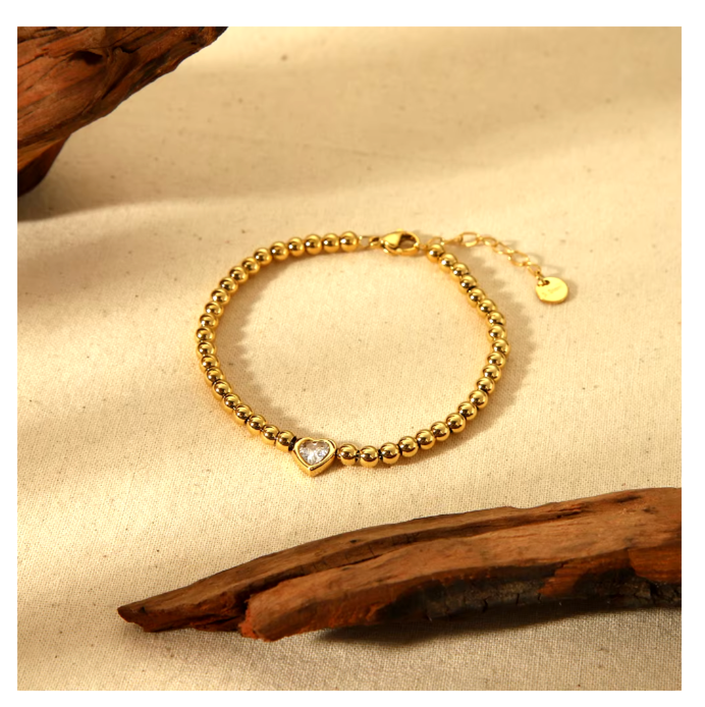 Beautiful And Trendy Stainless Steel Beads Bracelet With Zircon Heart Charm