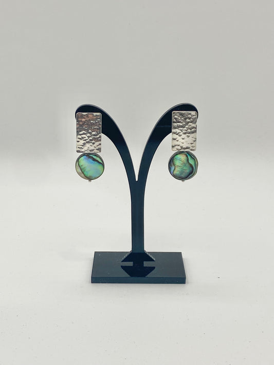 925 Silver earrings with green shells