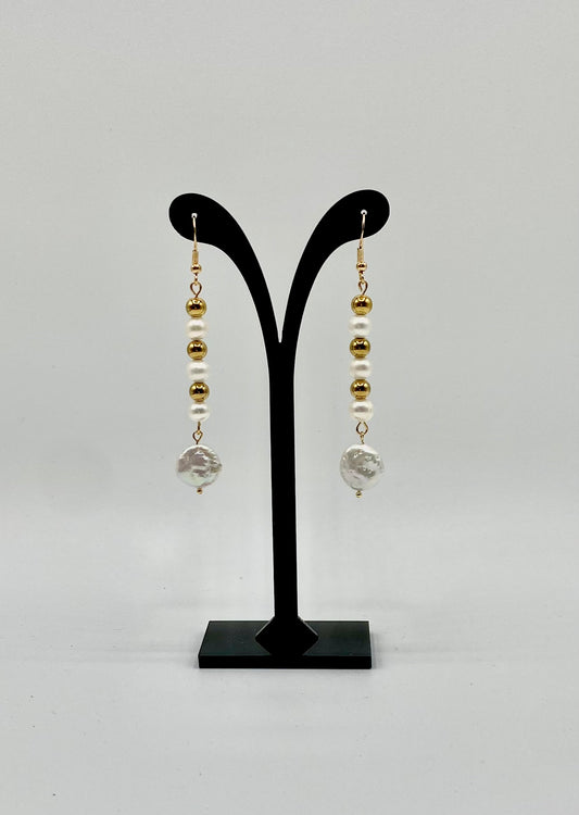 925 gold plated earrings with freshwater pearls and gold plated beads