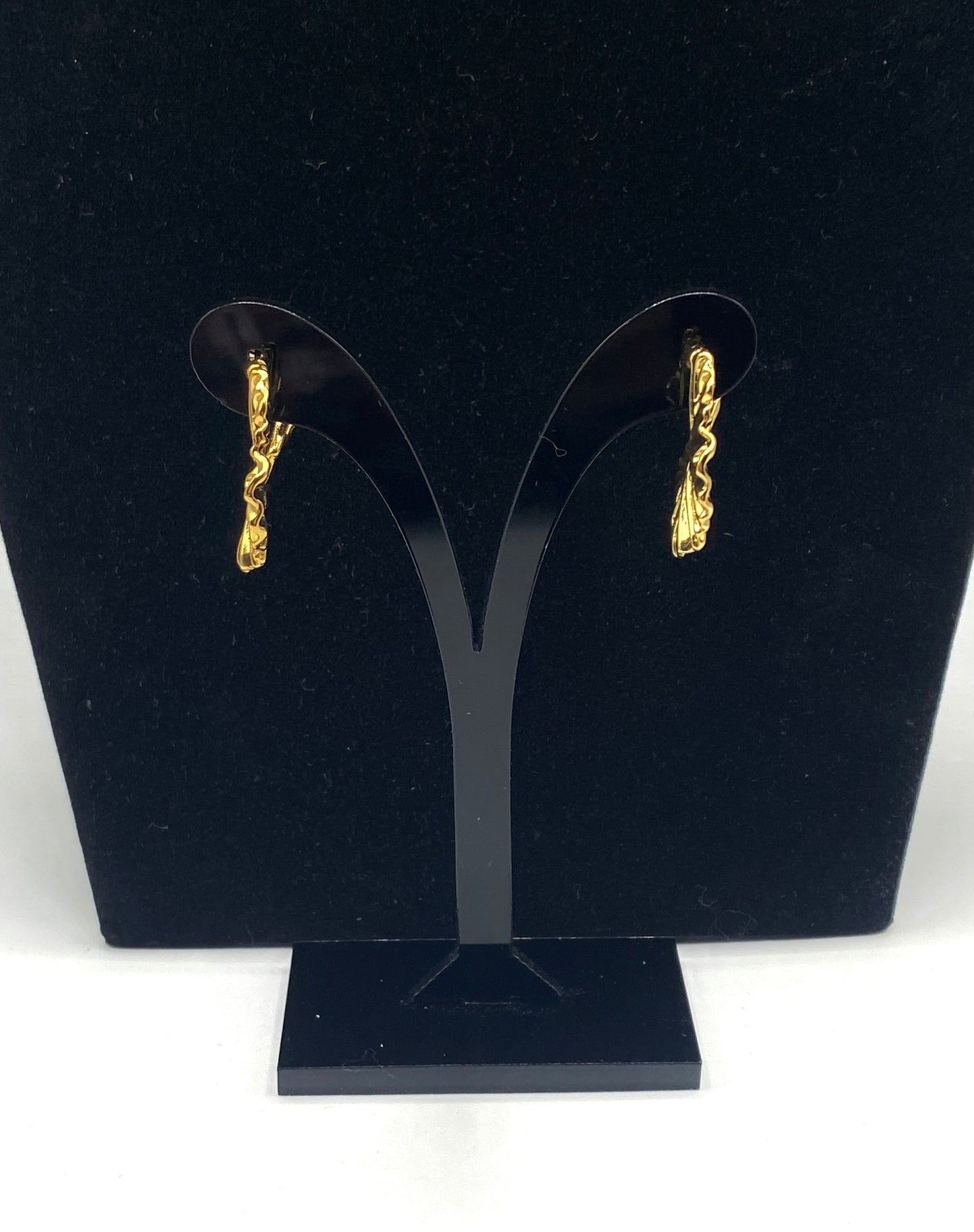 Golden Stainless steel ragged fan shape earrings