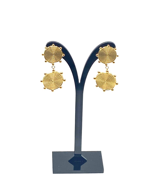 18K gold plated stainless steel double disk earrings