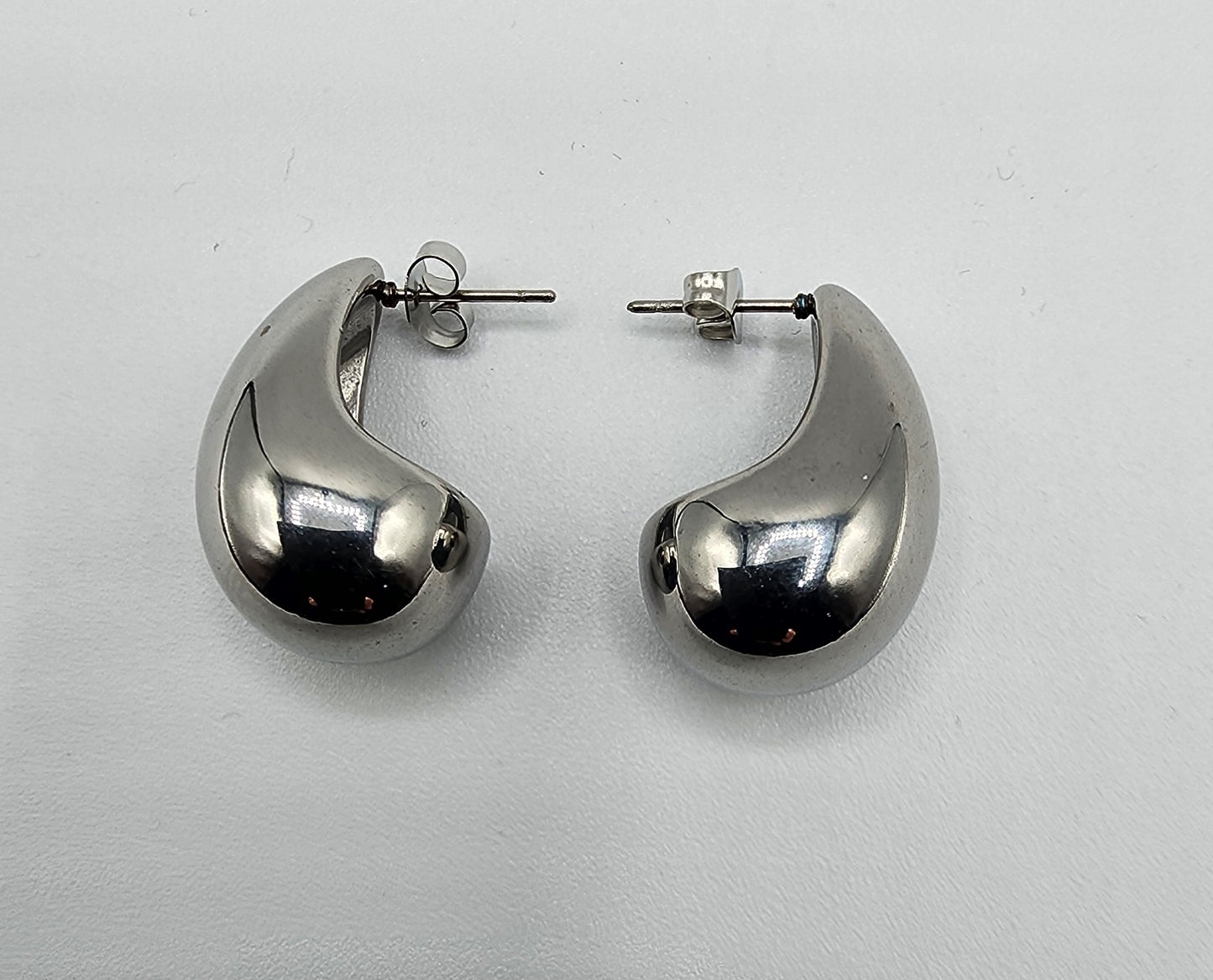 Large stainless steel water drop earrings