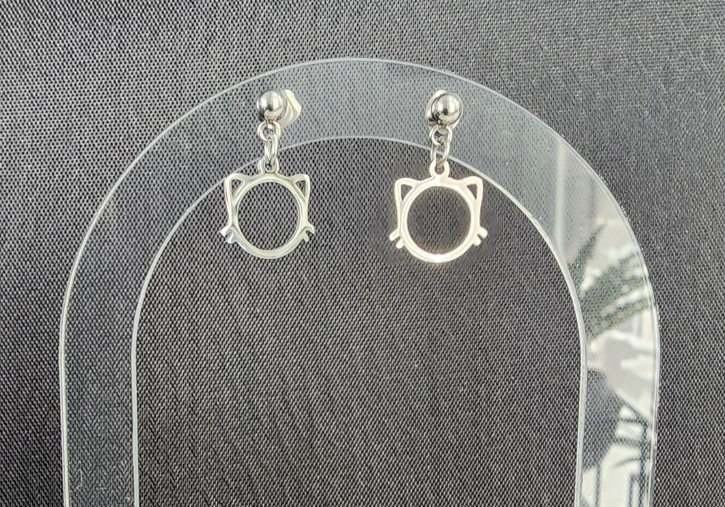 Cute Stainless Steel Cat Face Earrings