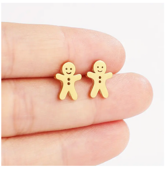 Cute Christmas / Holidays Stainless Steel Gingerbread Stud Earrings