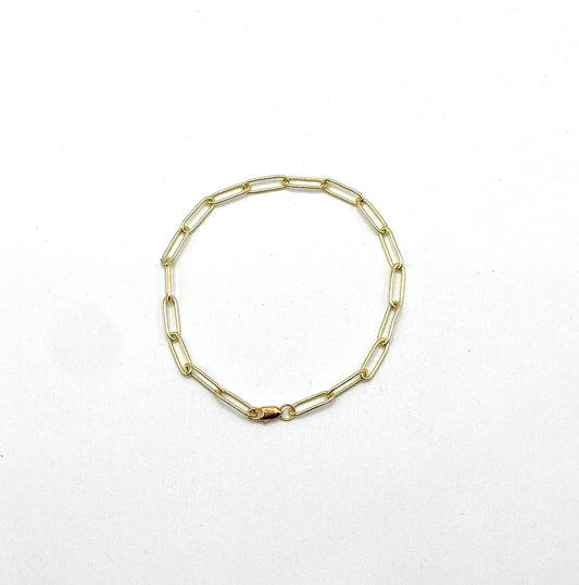 Adjustable up to 22 cms paper clip 14 K gold plated bracelet