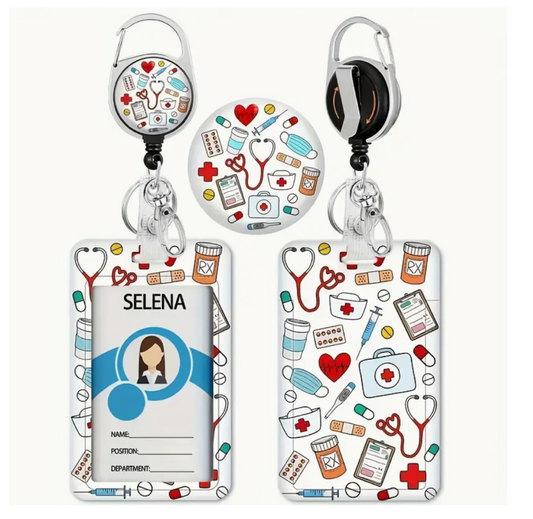White Nurse ID Retractable Badge Holder