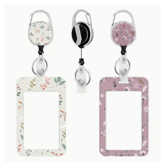 Flowers Retractable ID Badge Holder