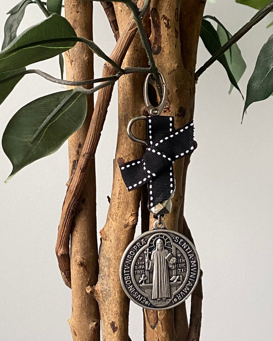 St. Benedict protection ornament/key holder with ribbon