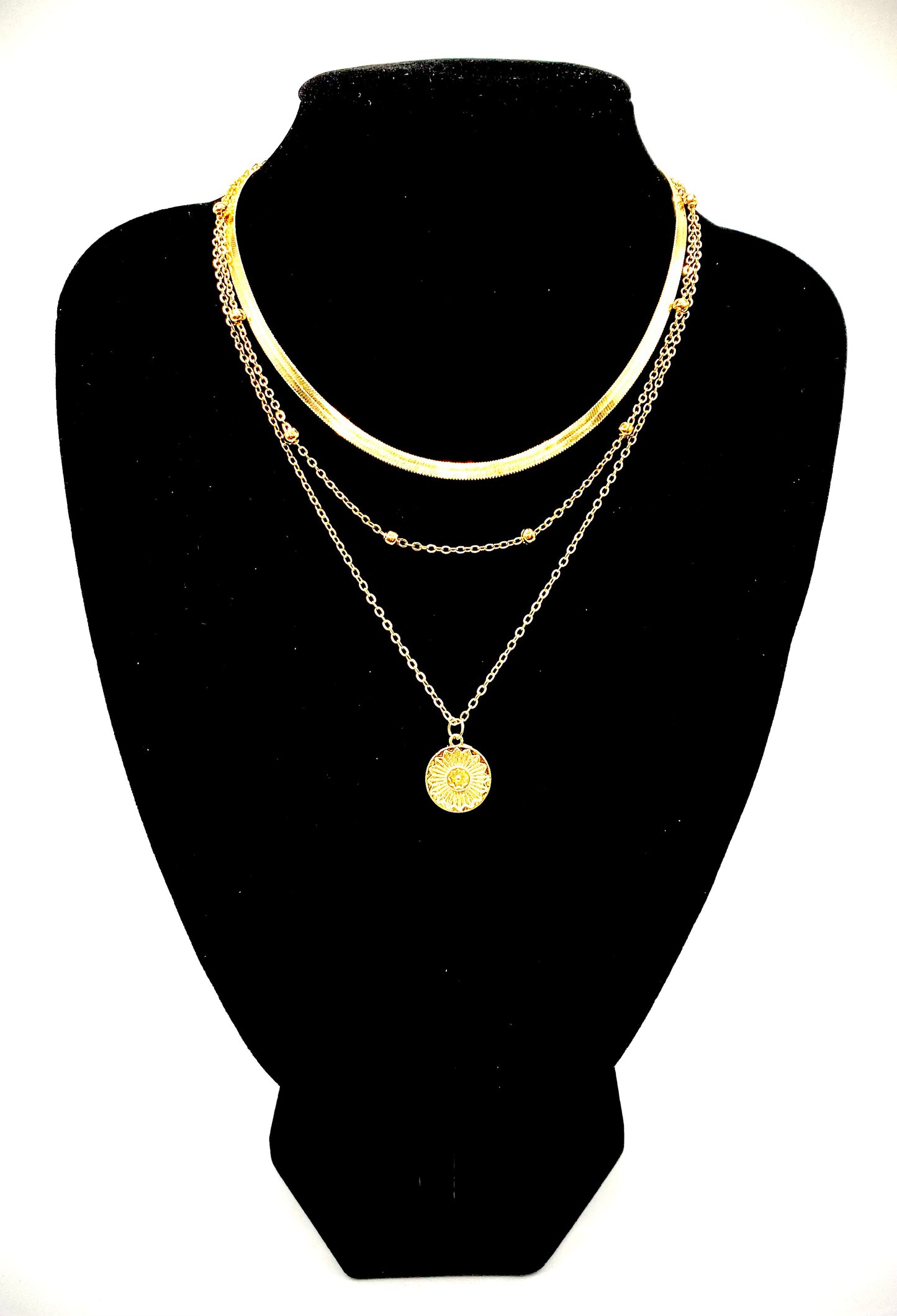 3-Layers golden fashion jewelry necklace