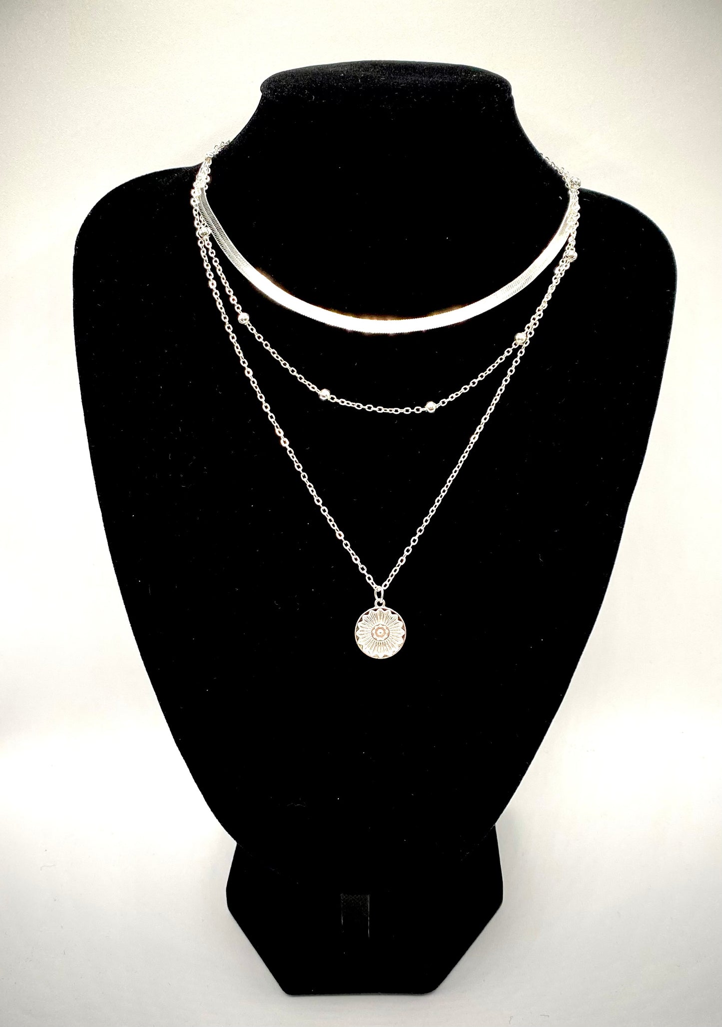 3-Layers 925 Silver plated necklace