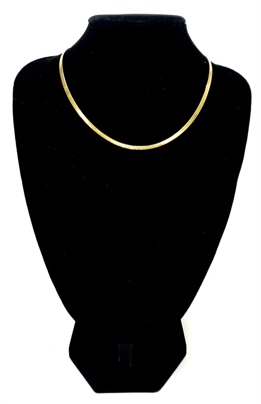 Adjustable 3 mm Herringbone/snake 14K golden stainless steel necklace