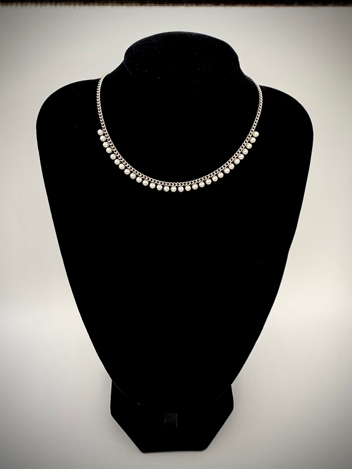 Adjustable pearls beads stainless steel necklace