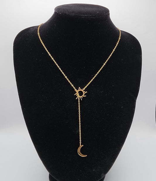 Modern and beautiful sun and moon adjustable stainless steel necklace