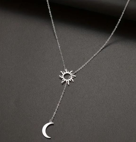 Modern and beautiful sun and moon adjustable stainless steel necklace