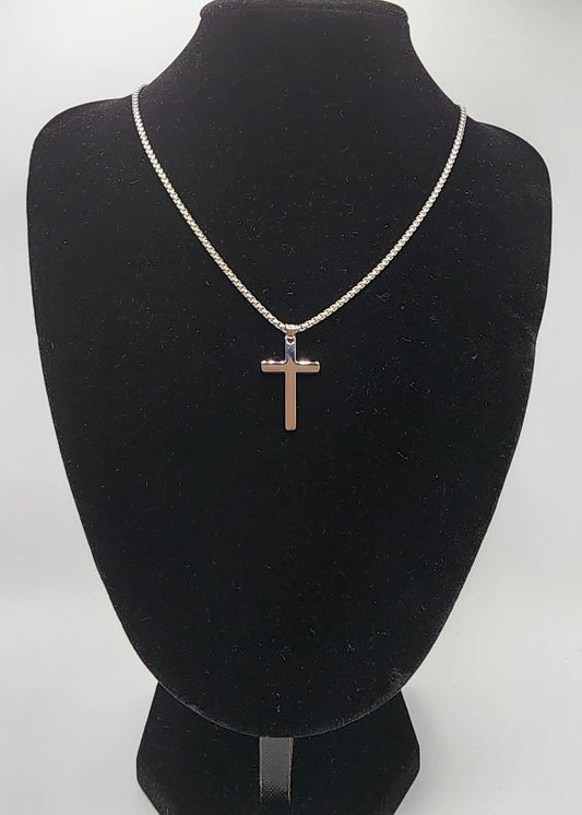 Stainless steel chain necklace with cross pendant