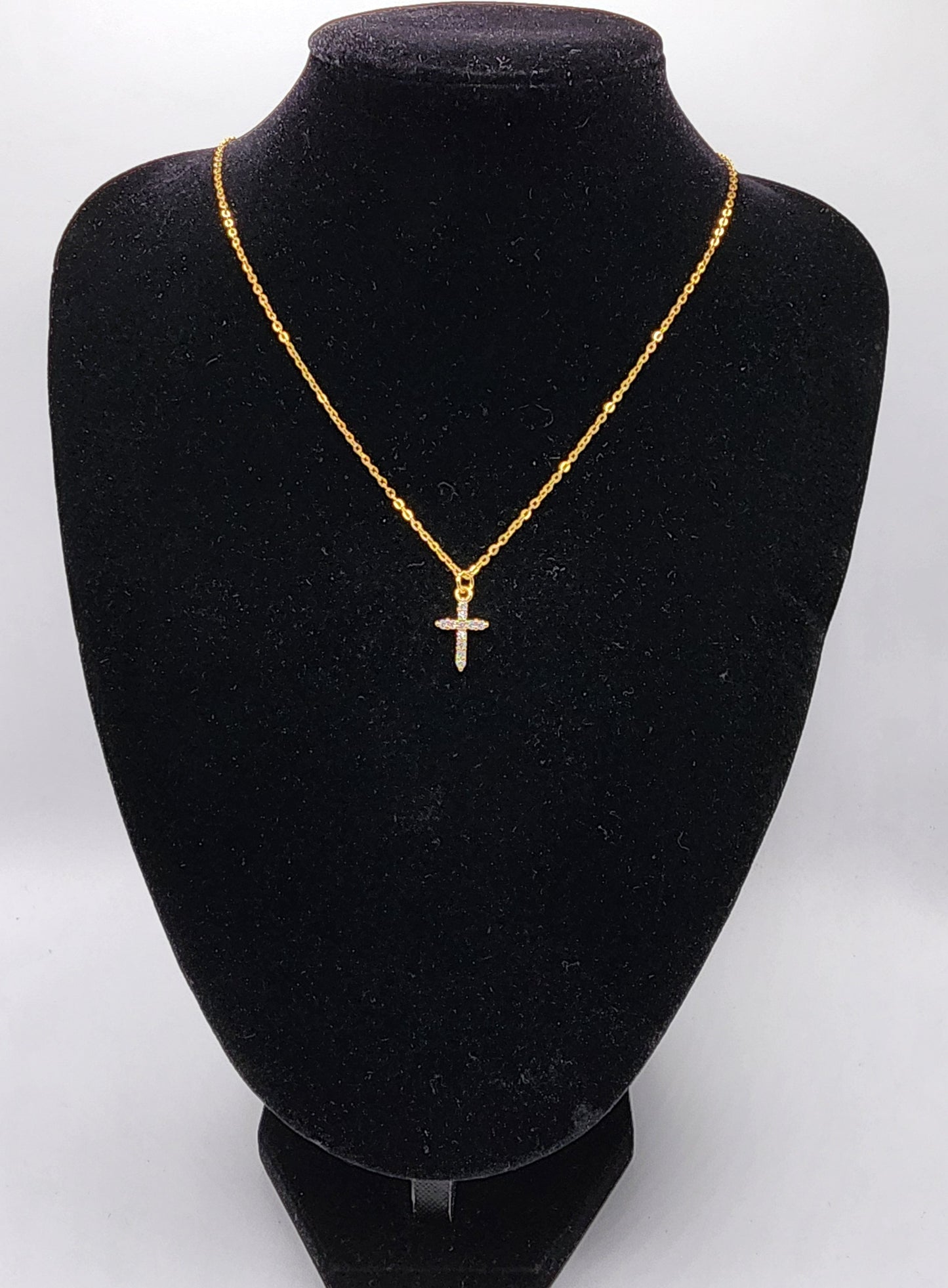 Delicate and beautiful adjustable Rhinestone cross necklace