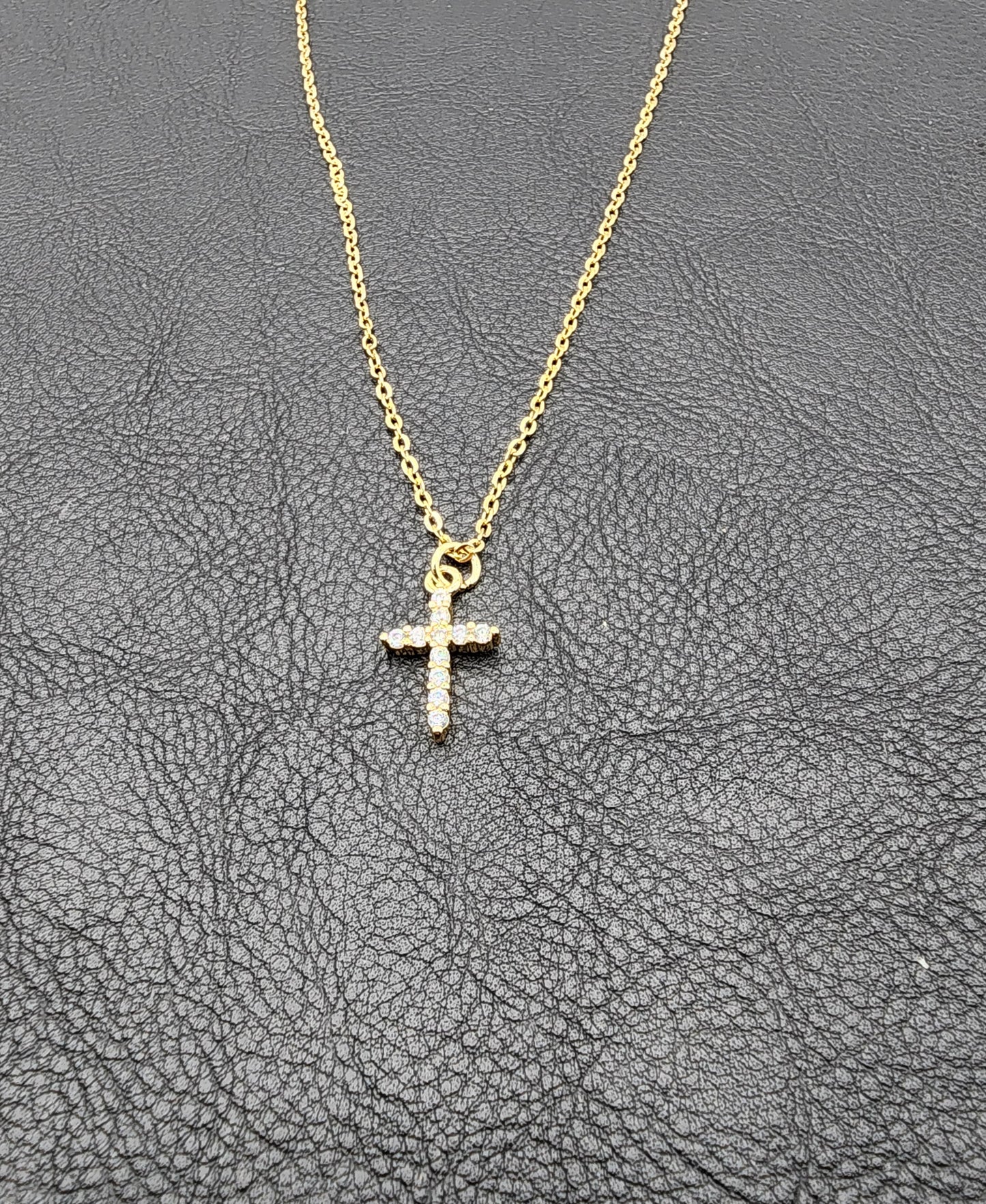 Delicate and beautiful adjustable Rhinestone cross necklace