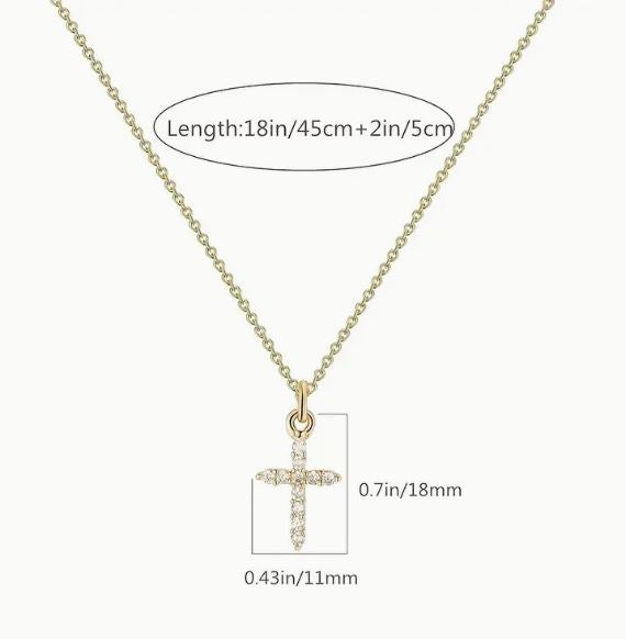 Delicate and beautiful adjustable Rhinestone cross necklace