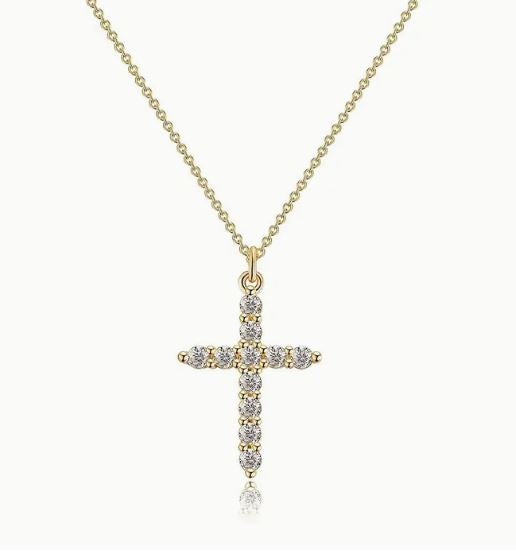 Delicate and beautiful adjustable Rhinestone cross necklace