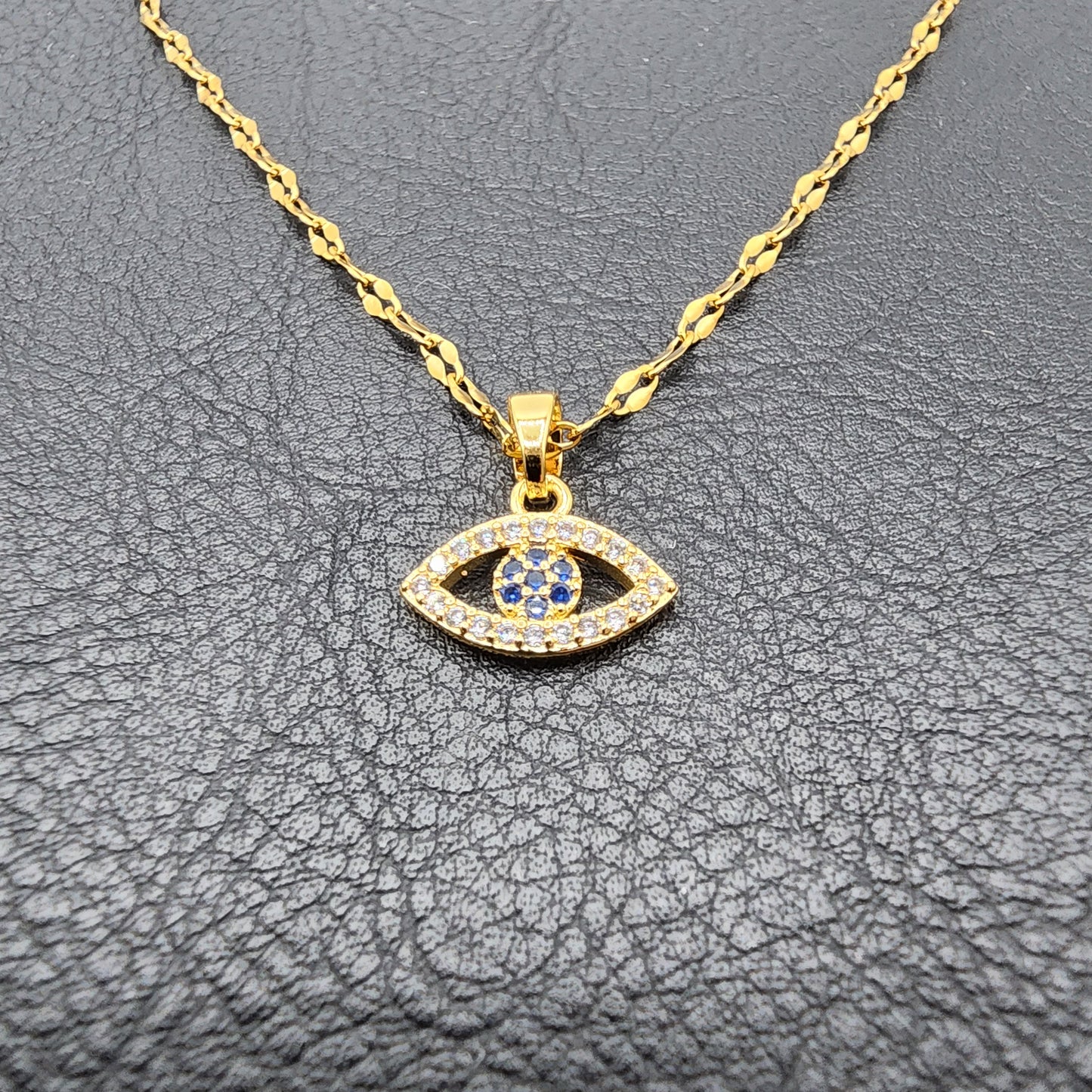 Adjustable golden fashion jewelry evil eye zircons pendant chain necklace