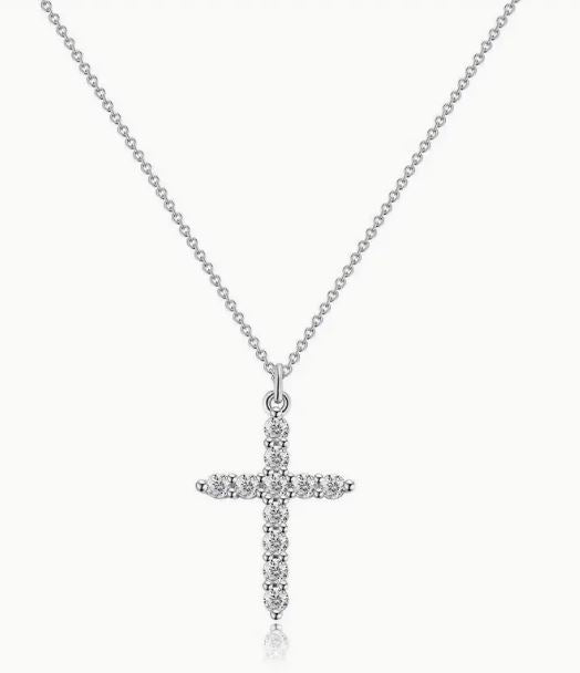 Delicate and beautiful adjustable Rhinestone cross necklace