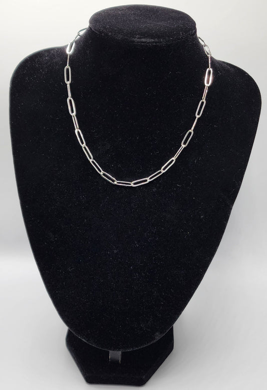 Modern stainless steel large paperclip necklace