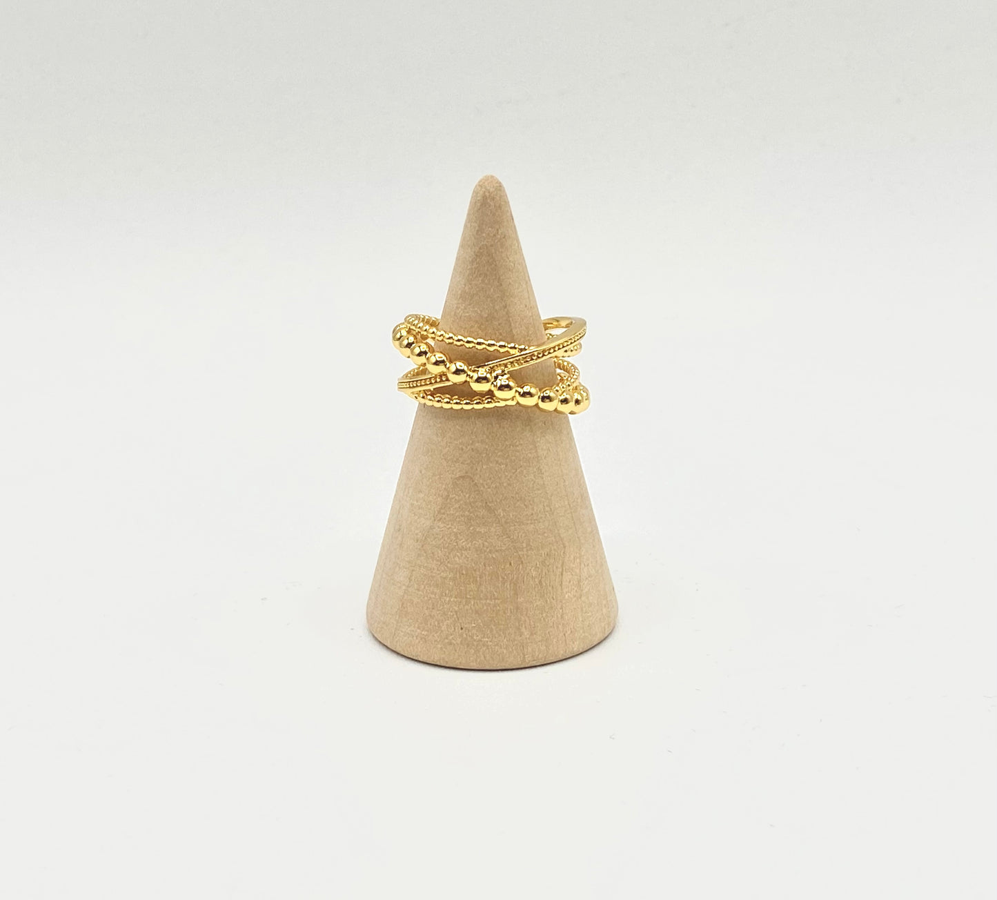 Adjustable gold plated stainless steel 4 layers ring