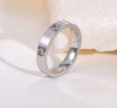 Stainless Steel Band With Cubic Zirconia