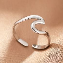 Trendy adjustable stainless steel wave ring